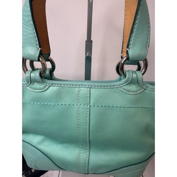 Vintage Coach Blue Soho Canvas & Leather Tote Buckle Front Flap L043-1881 VGUC* - Picture 5 of 7